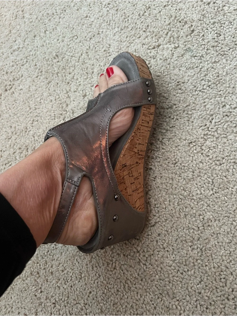Pierre Dumas Corked Wedges Silver Metallic 6
